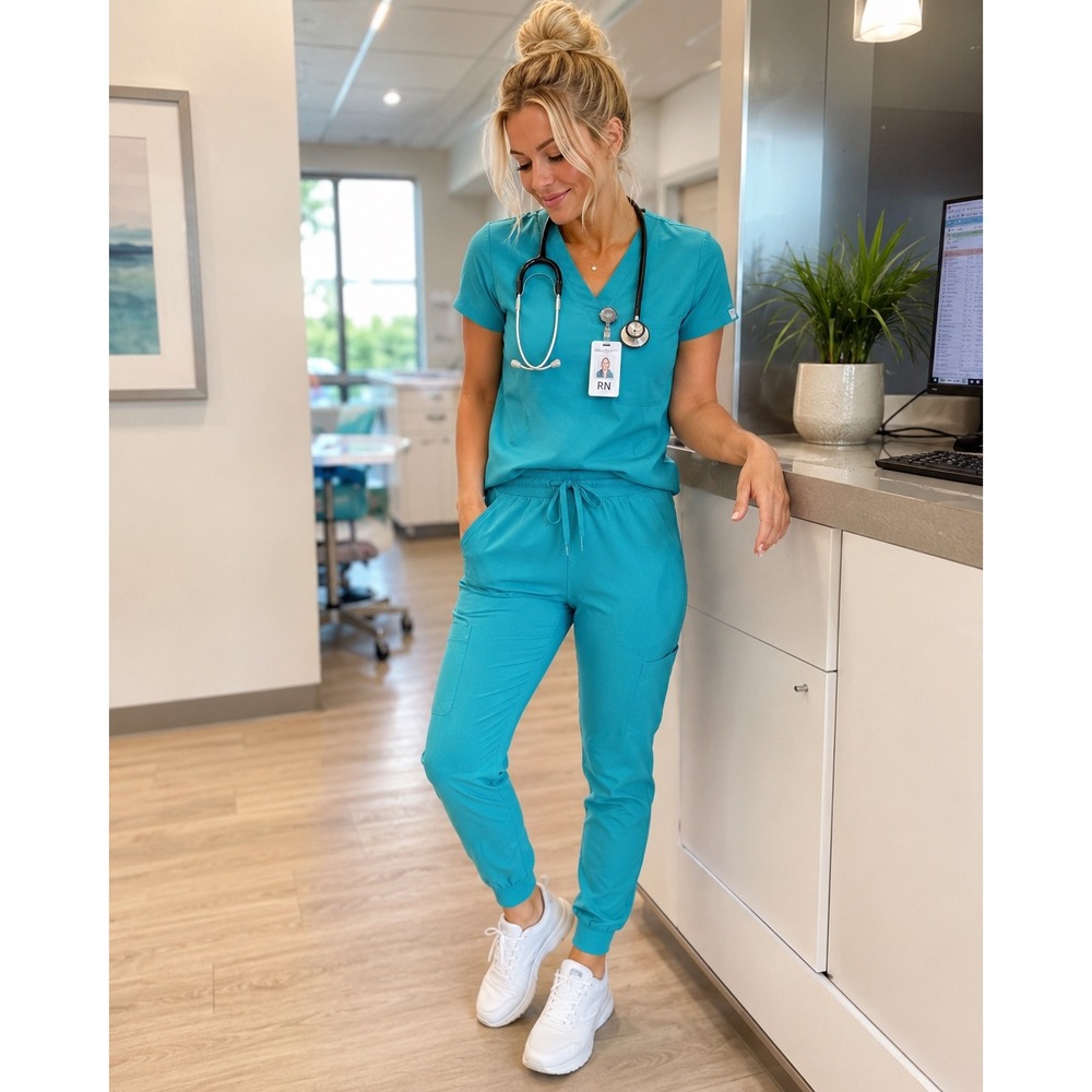 Med Couture Insight Scrub Pants Women's Small Teal Jogger Cargo Stretch Nurse